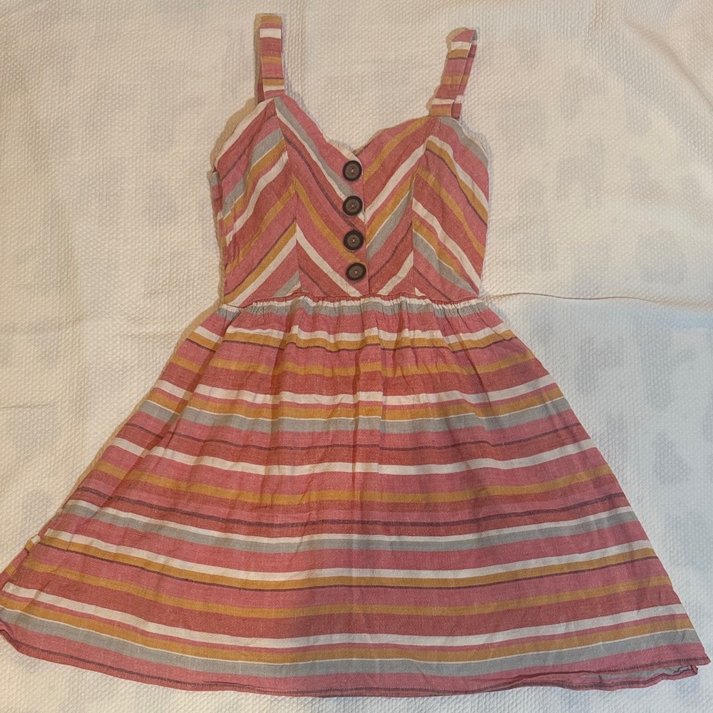 Striped Pink and Yellow Kids Dress